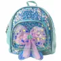 LEAN Kinder-Rucksack mit Pailletten und Tüllschleife Blau 20cm 3,8L