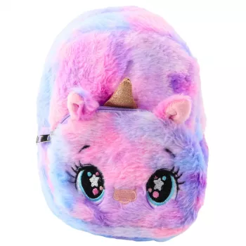LEAN Kinder-Plüsch-Einhorn-Rucksack Blau und Rosa Pastell 20cm 3L
