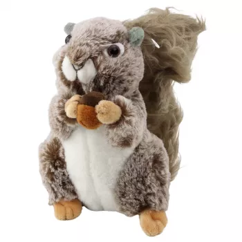 LEAN TOYS Plüsch-Kuscheltier Eichhörnchen mit Nuss Braun 18cm