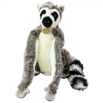 LEAN TOYS Plüsch-Lemur Kuscheltier mit langen Klett-Pfoten 27 cm