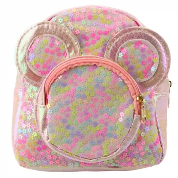 LEAN Kinderrucksack mit Pailletten und Mäuseohren Pink 22cm 3L