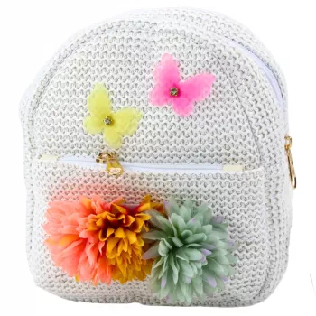 LEAN Kinderrucksack mit bestickten Schmetterlingen und Blumen 2,5 l 20 cm