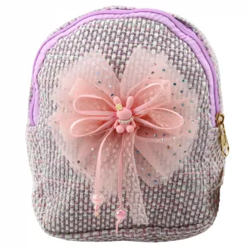 LEAN Kinderrucksack mit Zopfschleife Hasen Motiv Lila 21cm 2L