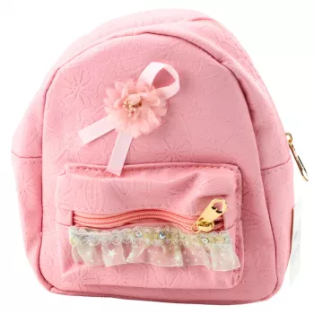 LEAN Kinderrucksack mit geprägtem Schleifenrüschen-Design, Pink, 20 cm, 2,5 l