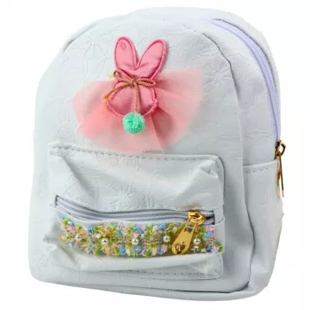 LEAN Kinder-Rucksack Hase Tüll Dekoband Weiß 2,5L 20cm