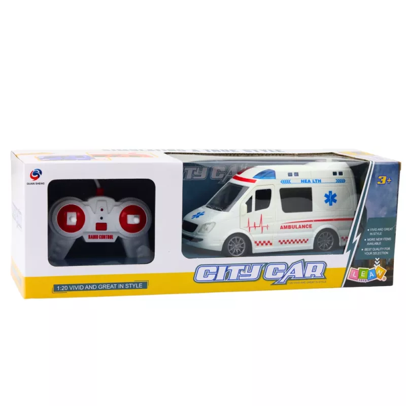 LEAN TOYS RC Krankenwagen mit Licht und Sound 1:20 Weiß