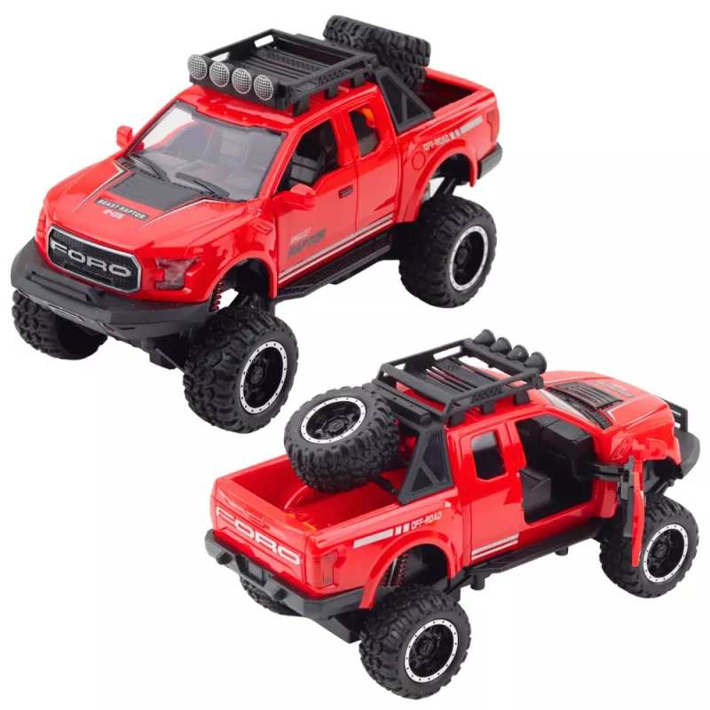 LEAN TOYS Offroad-Fahrzeug Raptor mit Türen zum Öffnen, Antrieb, Lichtern und Sound-Mix