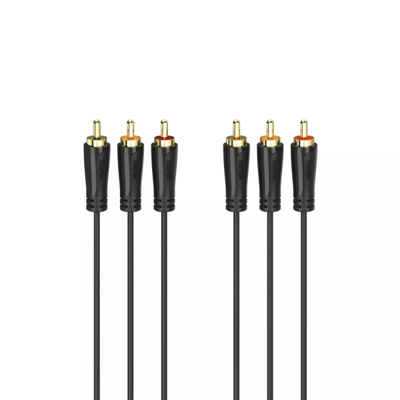HAMA 3x RCA auf 3x RCA Audio-/Videokabel 3m, vergoldete Stecker
