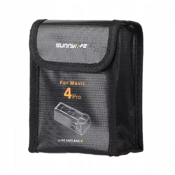 SUNNYLIFE Feuerfeste Batterie-Aufbewahrungstasche für DJI Mavic 4 Pro, für 2 Akkus, Schwarz