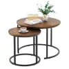 LEAN Set aus 2-in-1 runden Couchtischen, Vintage, Naturholz, 60x45cm, 40x40cm