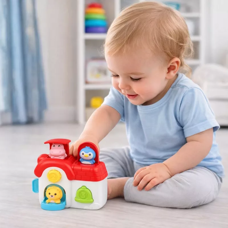 LEAN TOYS Interaktives Lernhaus für Kleinkinder - Pop-Up Tiere