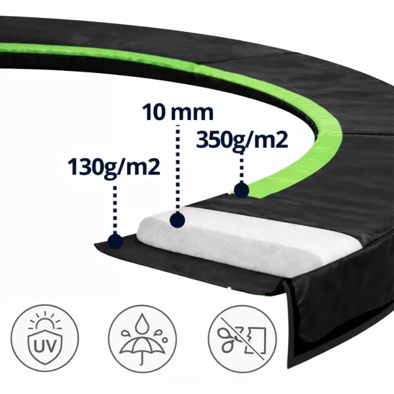 Lean Federpolster für Trampolin Schwarz 305-312 cm 10 ft