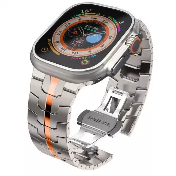 TECH-PROTECT STAINLESS LINE Apple Watch Armband 44/45/46/49 mm Titanium/Orange