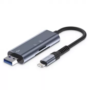 TECH-PROTECT ULTRABOOST Kartenleser SD & Micro SD Lightning & USB Grau