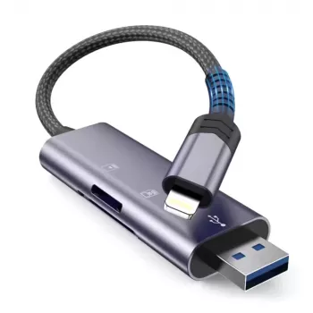TECH-PROTECT ULTRABOOST Kartenleser SD & Micro SD Lightning & USB Grau