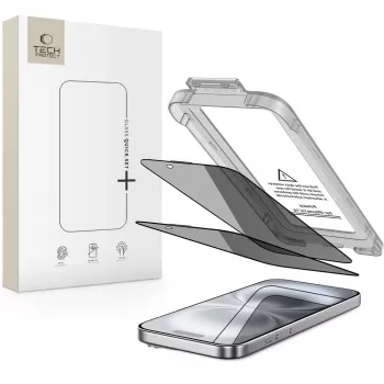 TECH-PROTECT QUICK SET SPY+ Privacy Tempered Glass Screen Protector 2-Pack für Apple iPhone 15 / iPhone 16