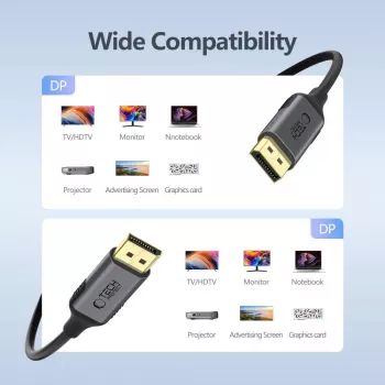 TECH-PROTECT ULTRABOOST DisplayPort auf DisplayPort Kabel 1.4 4K 60Hz 200cm Schwarz