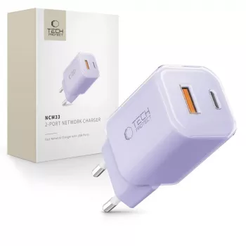 TECH-PROTECT NCM33 2-Port Netzwerk-Ladegerät PD 33W / QC3.0 Baby Purple