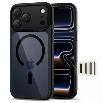 TECH-PROTECT MagPeak MagSafe Hybrid Back Cover für Apple iPhone 17 Pro Max, Schwarz/Transparent