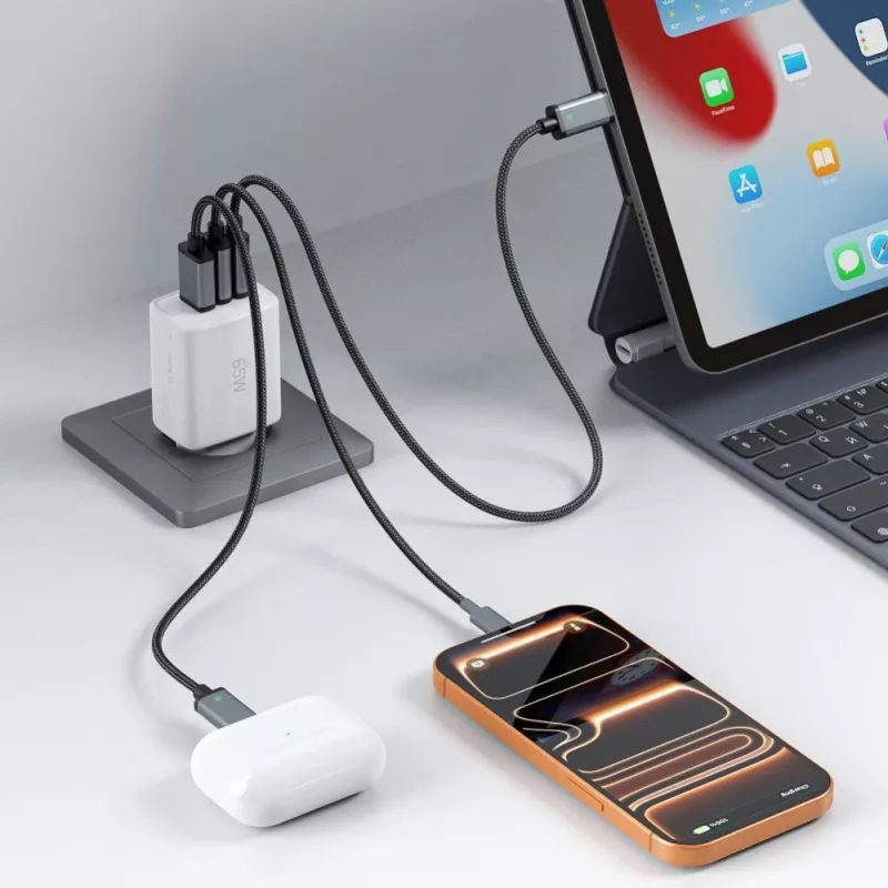 TECH-PROTECT NCA65W-GAN 3-Port Netzwerkladegerät PD 65W / QC3.0 Weiß