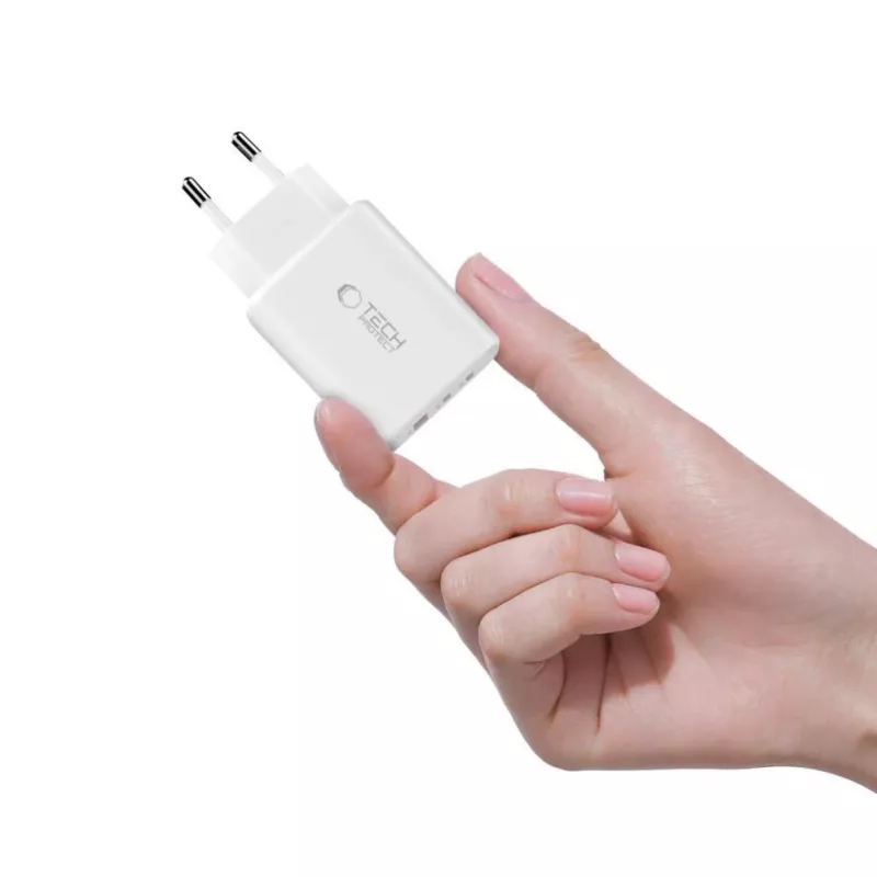TECH-PROTECT NCA65W-GAN 3-Port Netzwerkladegerät PD 65W / QC3.0 Weiß