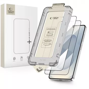 Tempered Glass Screen Protector TECH-PROTECT Quick Set+ 2-Pack für Samsung Galaxy S26 Schwarz