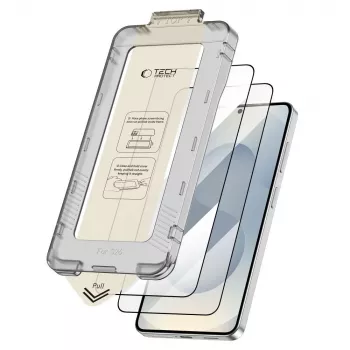 Tempered Glass Screen Protector TECH-PROTECT Quick Set+ 2-Pack für Samsung Galaxy S26 Schwarz