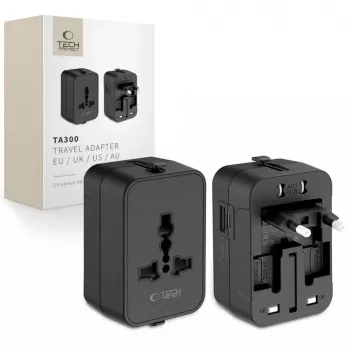 TECH-PROTECT TA300 Travel Adapter EU / UK / US / AU Black