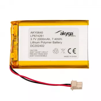 Akyga AKY0640 LP674261 Li-Po-Akku 3,7 V 2000 mAh, PCM, Molex 5264 2-polig, 50 mm