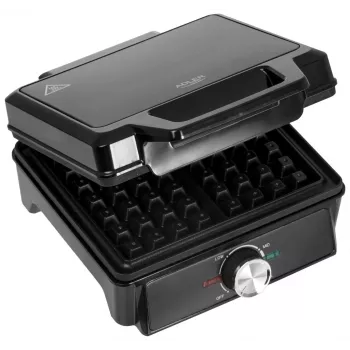 Adler AD 3088 Waffeleisen für 2 große Waffeln, 1600 W (max. 2000 W), Antihaftplatten, regelbare Temperatur, schwarz (AD 3088)