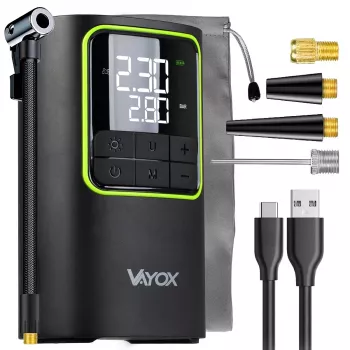 VAYOX VA0409 Wiederaufladbare Luftpumpe 4000mAh Zylinder 19mm Digitaler Reifenfüller