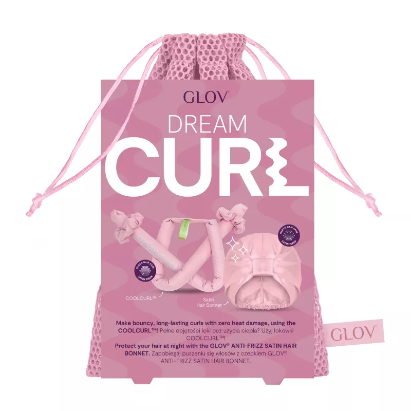 GLOV_SET Dream Curl Heatless Hair Curler Set - 1 Lockenstab + 1 Satin-Haube - Pink