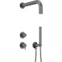 DEANTE Unterputz-Duschset mit Handbrause - Matt Schwarz, Einhebelmischer, Messing, 150cm Schlauch