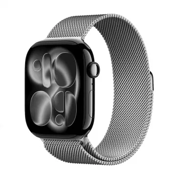 Crong Milano Steel Edelstahl Milanese Loop Armband für Apple Watch 38/40/41/42 mm (Silber)