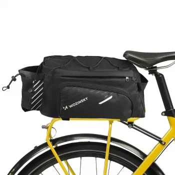 Wozinsky Fahrradgepäckträgertasche 9L mit Schultergurt und Regenhülle Schwarz (WBB22BK)