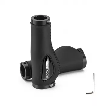 ROCKBROS Microfiber Leather Bicycle Grips Black 130mm Double Lock-on Ergonomic MTB Road Bike Grips