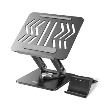 Wozinsky 360° Laptop-Ständer Schwarz mit Handyhalter