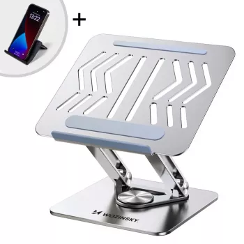 Wozinsky 360° Silberner Laptop-Ständer mit Handyhalter