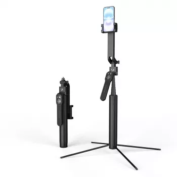 Premium Selfie Stick Wozinsky WST-360YS 1,8 m mit Stativfunktion, automatischem 360° KI-Gesichts-Tracking, Gestensteuerung - Schwarz