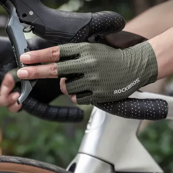 ROCKBROS Breathable Short Finger Cycling Gloves, Größe M, Grün