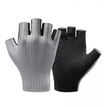 ROCKBROS Kurzfinger-Fahrradhandschuhe atmungsaktiv, Größe S - Grau