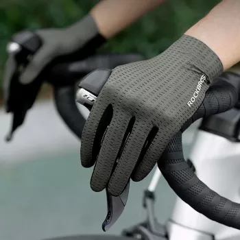 ROCKBROS Full Finger Cycling Gloves, Breathable, Size XL, Green