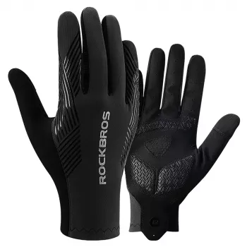 ROCKBROS Full Finger Cycling Gloves Spring/Summer/Autumn, Größe XL, Schwarz