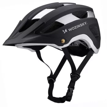 Wozinsky MTB-Helm mit abnehmbarem Schirm, leicht, 57-62 cm, Schwarz-Silber