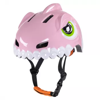 WOZINSKY Kinderfahrradhelm Dinosauriermotiv 52-56 cm Rosa