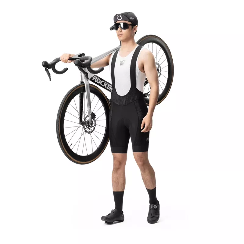 ROCKBROS YDDK009 Herren-Radträgerhose mit Polster, kurze Länge, Größe L, Schwarz