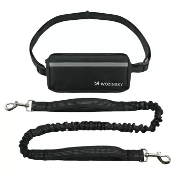 Wozinsky WPST-01 Hands-Free Dog Running Belt mit Tasche und elastischer Leine - Schwarz