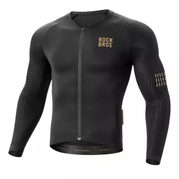 ROCKBROS Herren Langarm-Radtrikot Diamond XS Schwarz