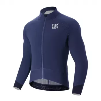 ROCKBROS YDWT014 zweilagige Winter-Radjacke, thermisches Fleece, winddicht, wasserabweisend, Blau, Größe M