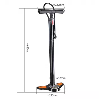 ROCKBROS Standpumpe GP6532B mit Manometer - Schwarz/Orange